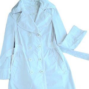 Ivory Belted Italian Trench Coat, S